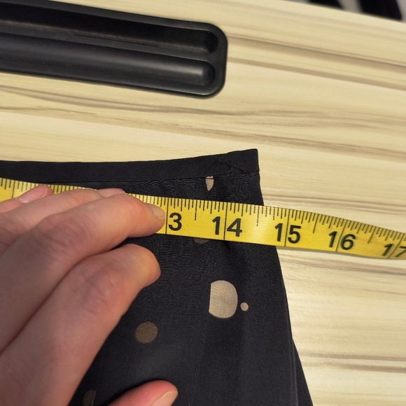 Vintage Carlisle Silk Pleated Black Polka Dot Maxi Skirt Retro Size 12 Side Zip - Picture 7 of 8